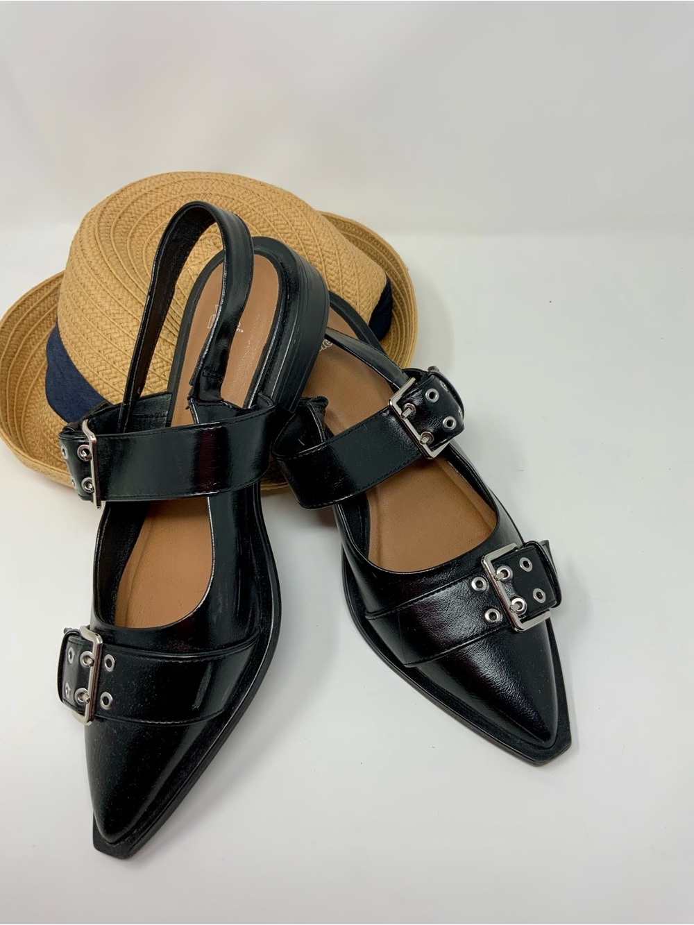 Wild Fable Black Silver Buckle Slingback Clog Sandals